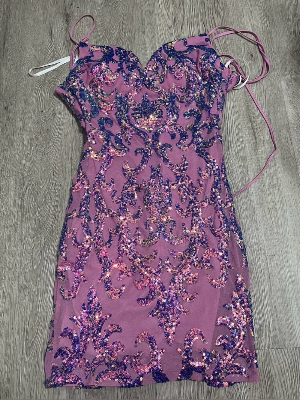Beautiful purple floral sequin dress